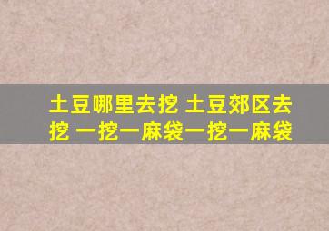 土豆哪里去挖 土豆郊区去挖 一挖一麻袋一挖一麻袋